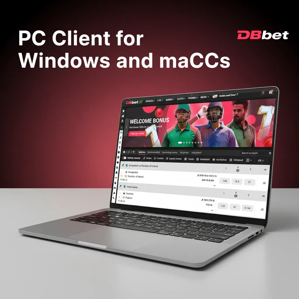 No dedicated PC client; use the DBBet website in your browser on Windows and macOS to bet and play casino games.