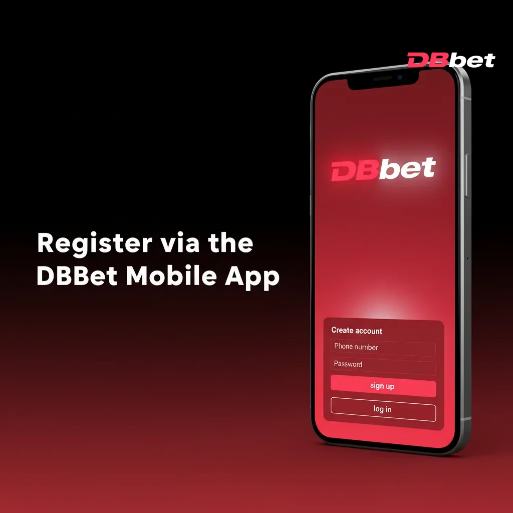 DBBet mobile app signup on phone: download, tap Register, choose method, enter details, verify, enable biometrics